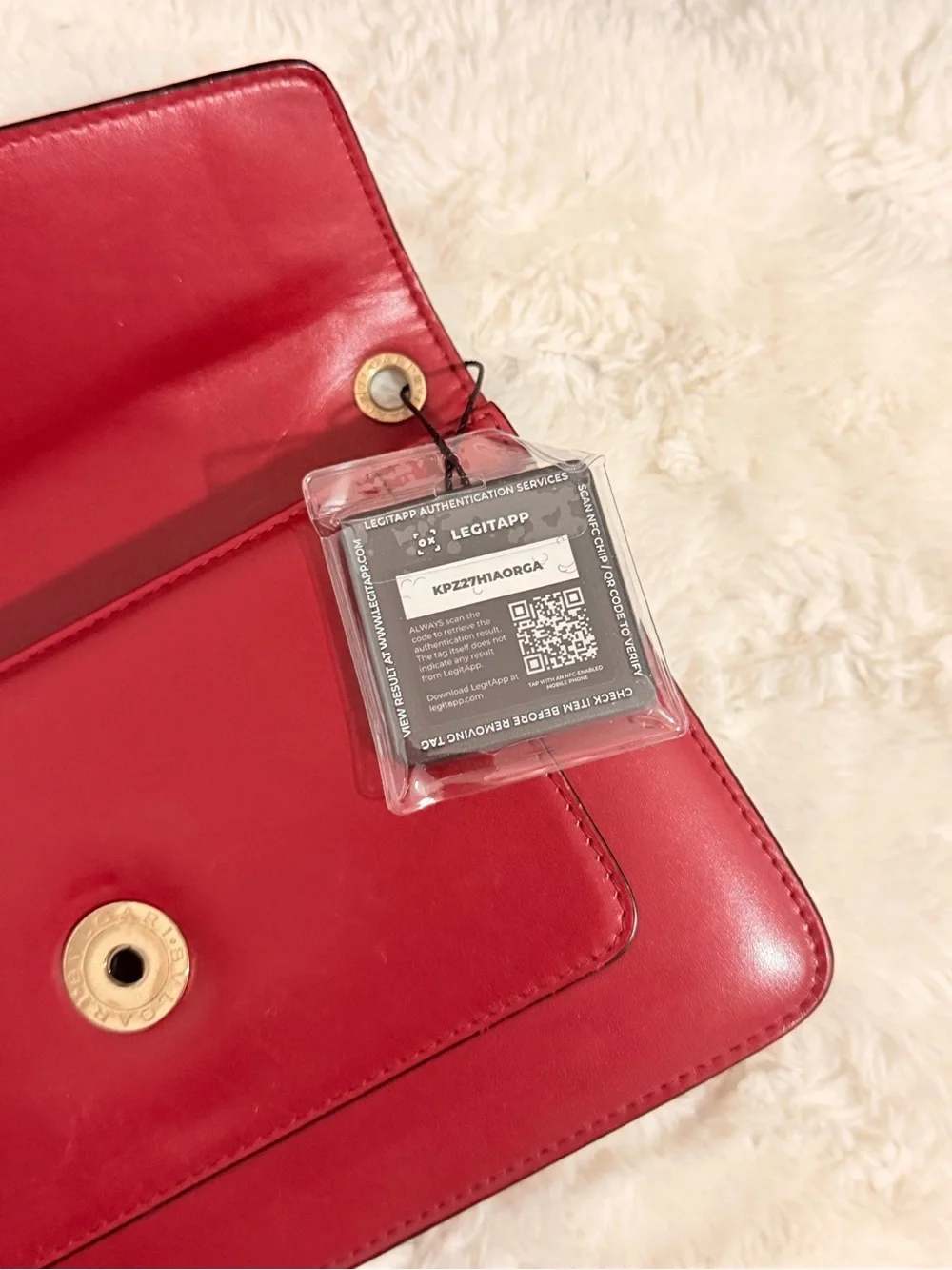 Red Leather Shoulder Bag with Serpentine Clasp